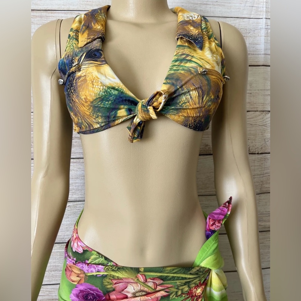 Ree Bees Womens Peacock Feather Bikini Top Size L